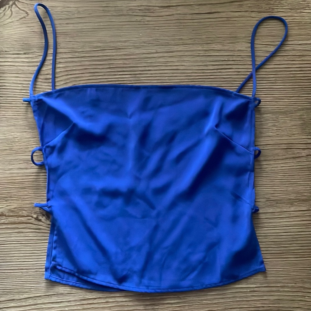 Superdown cobalt blue side slit top